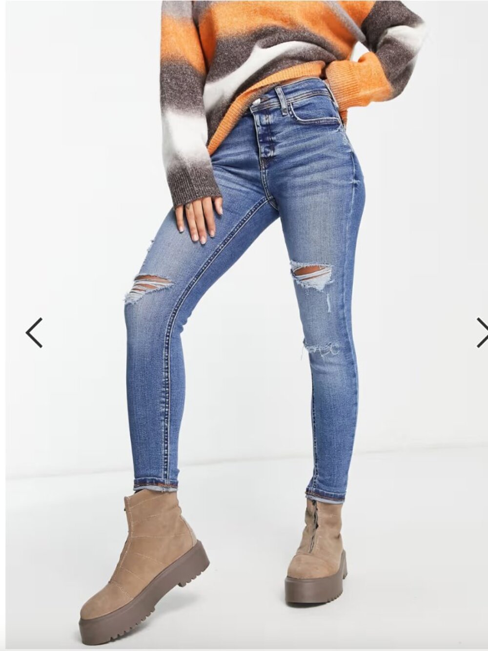 River Island Blue Distressed Skinny Jeans